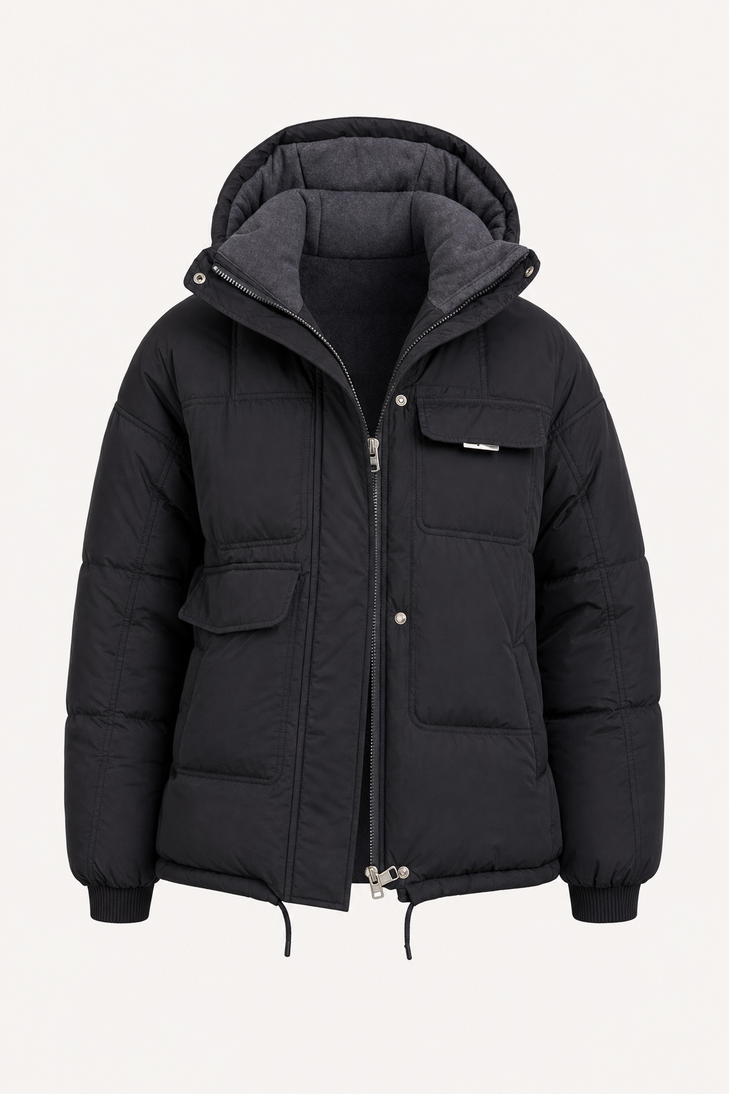 Lightweight hooded quilted puffer jacket