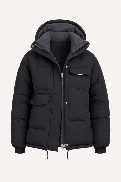 Lightweight hooded quilted puffer jacket