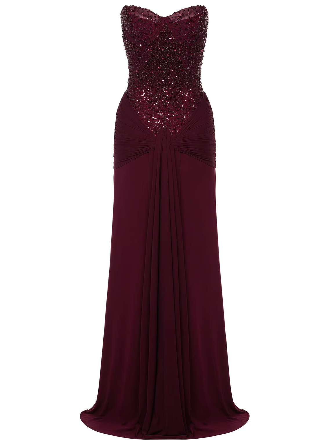 Sequined satin jersey off-shoulder maxi dress