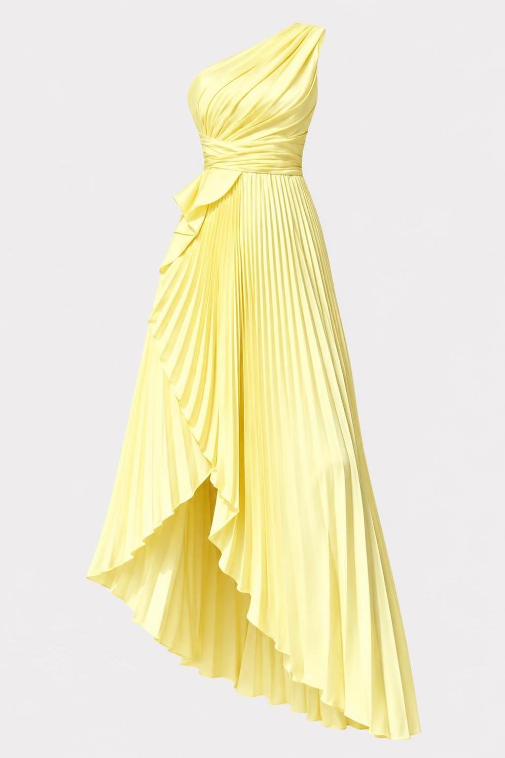 Satin Maxi Dress With One-Shoulder Neckline - 1