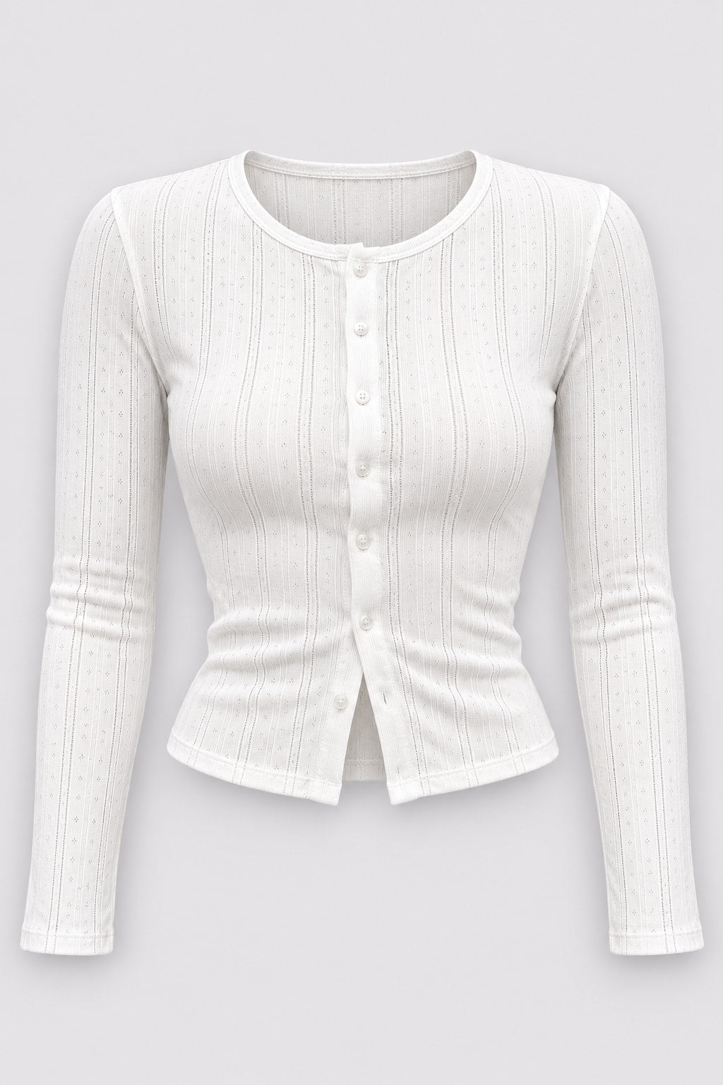 Henley Cardigan Slim-Fit Long-Sleeved Top - 1