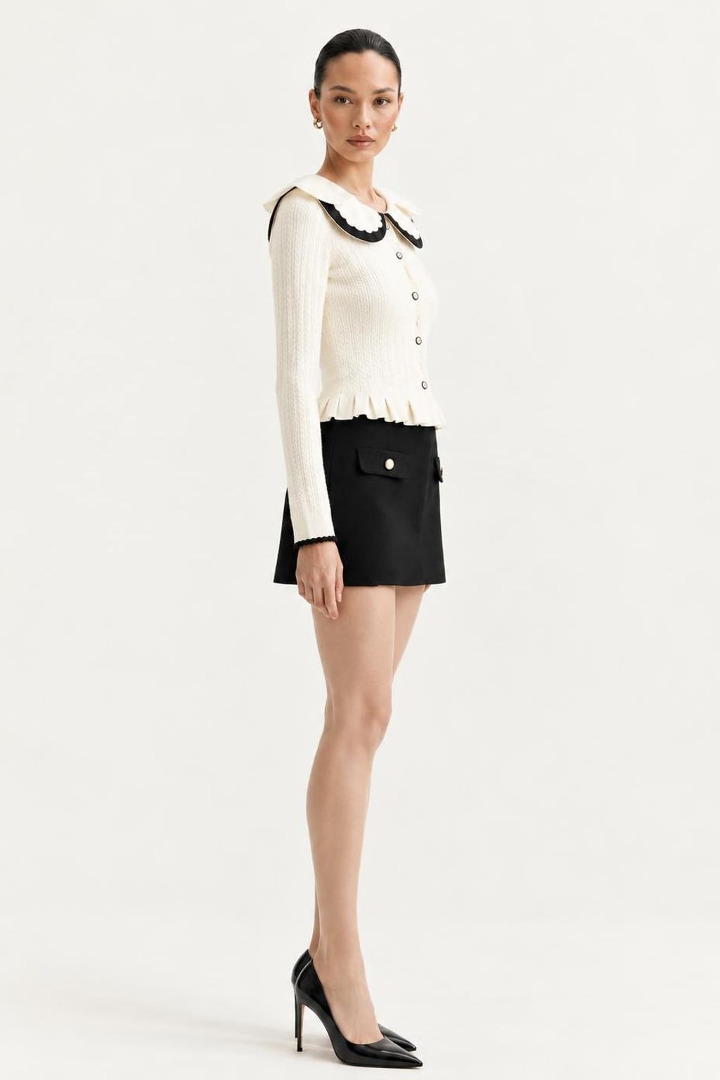 Viscose Cardigan With Embroidered Collar - 4