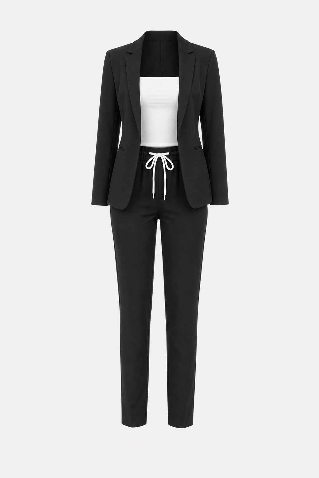 Black Shawl Collar Blazer and Pants Set