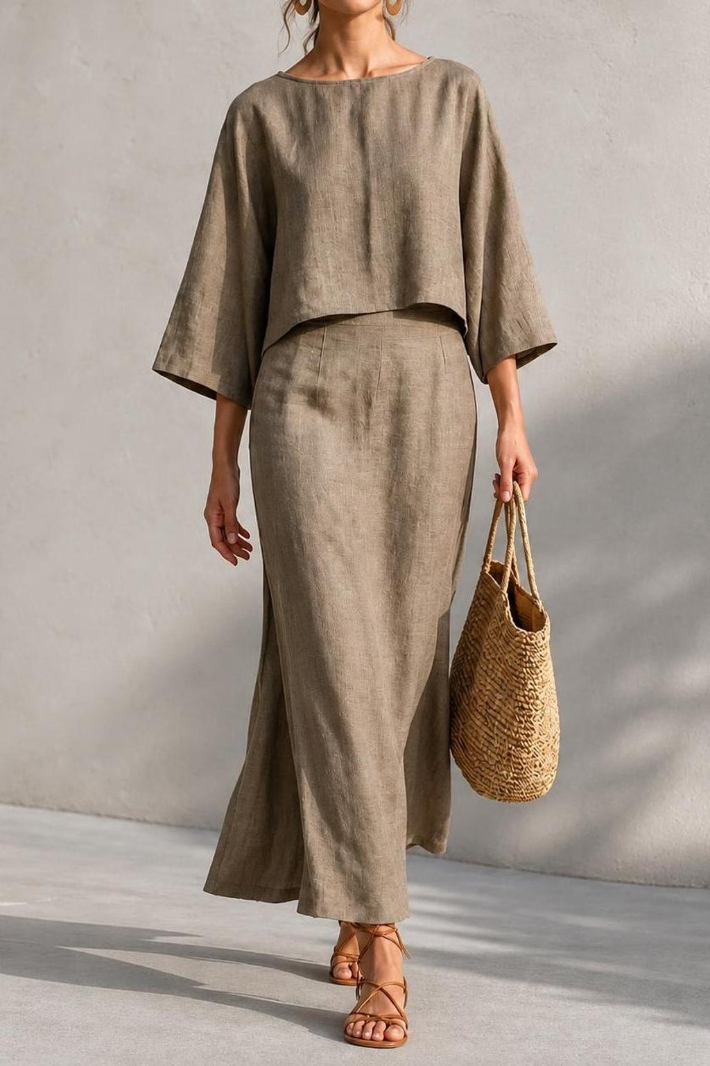 Polyester Two Piece Set With Round Neck - 4