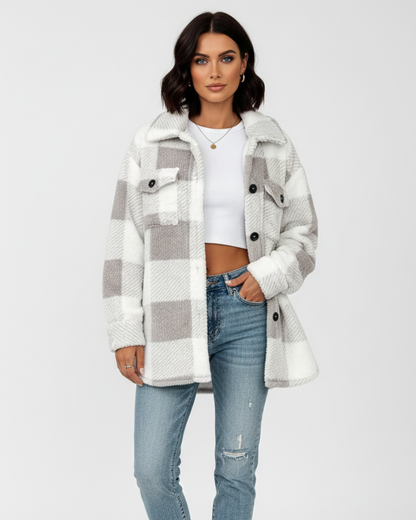 Plush Plaid Winter Jacket - view 6