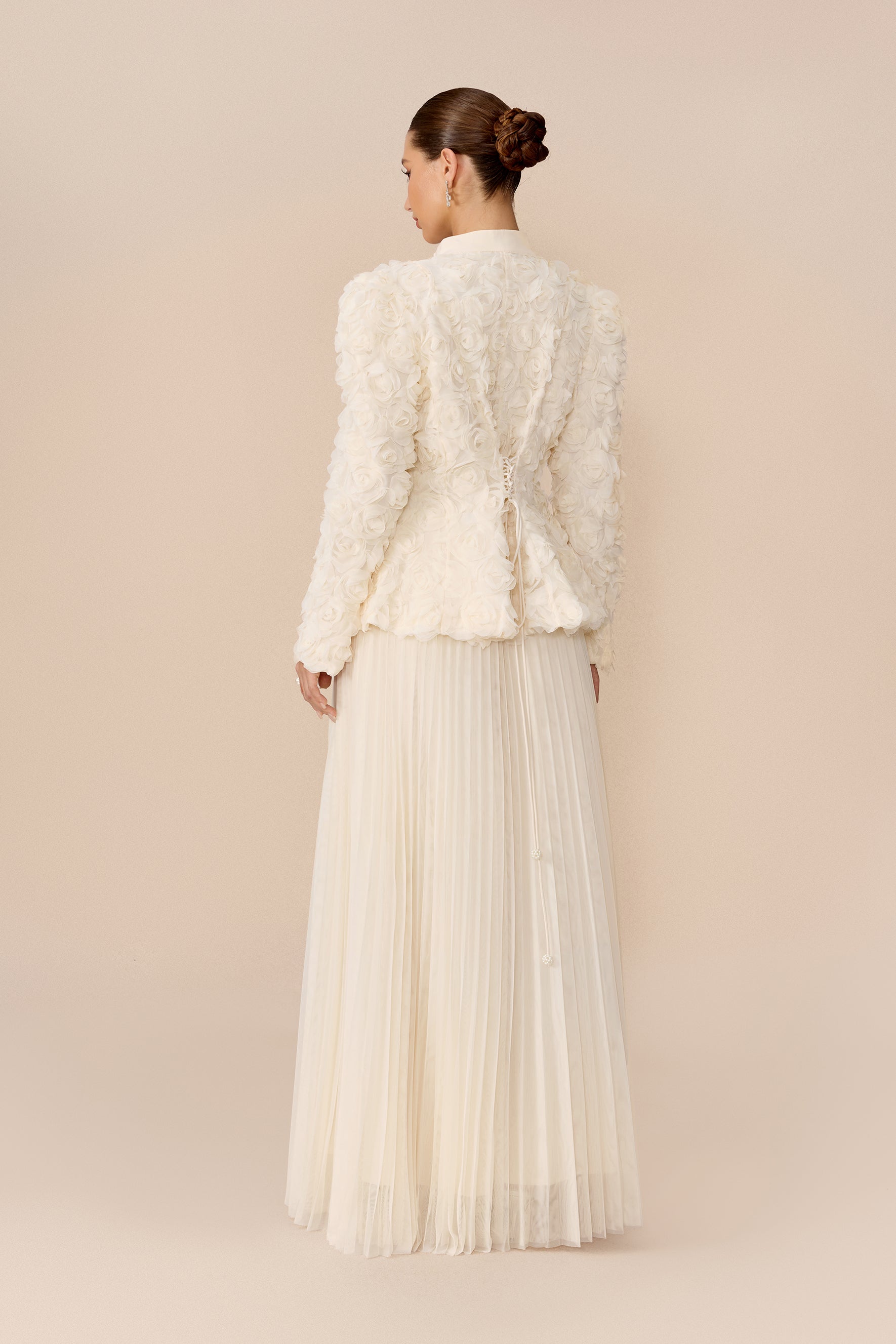 Floral Applique Top and Pleated Tulle Skirt Set - view 4