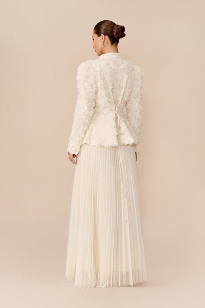 Floral Applique Top and Pleated Tulle Skirt Set - view 4