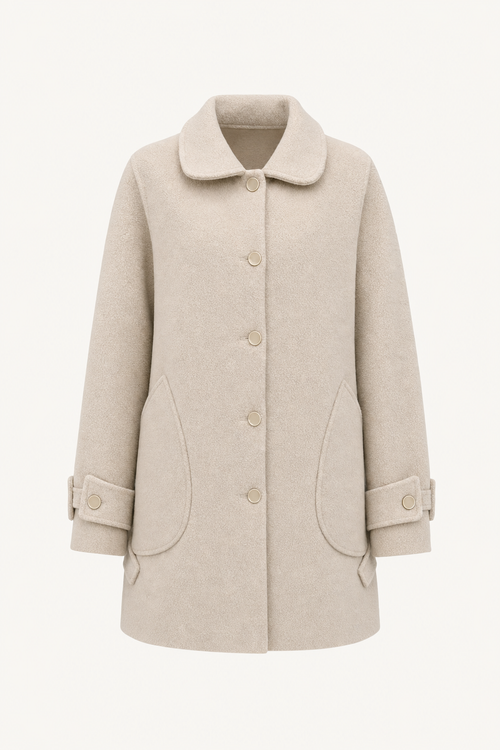 Oversized Buttoned Coat With Patch Pockets