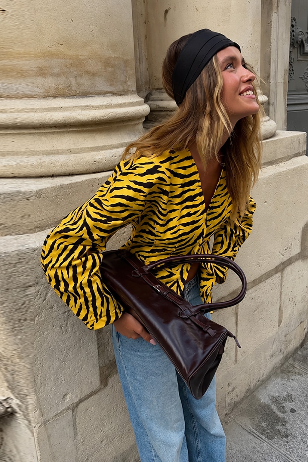 Jacket Cropped Tiger Print Stand Collar - 5