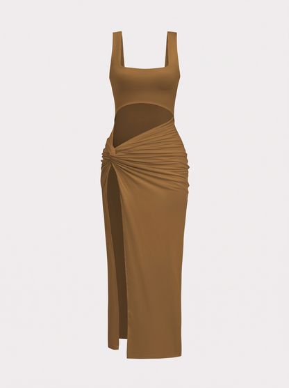 Twist Front Cutout Midi Dress - view 9