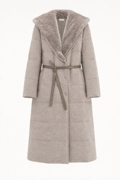 Cashmere Wool Jacket With Mink Hood And V-Neck - 1