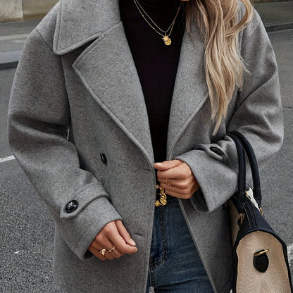 Dark Gray Wool Blend Pea Coat - view 7