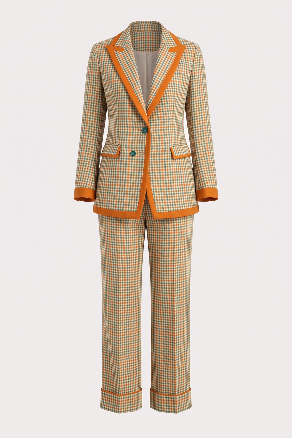 Polyester Checked Blazer And Pants Set - 1