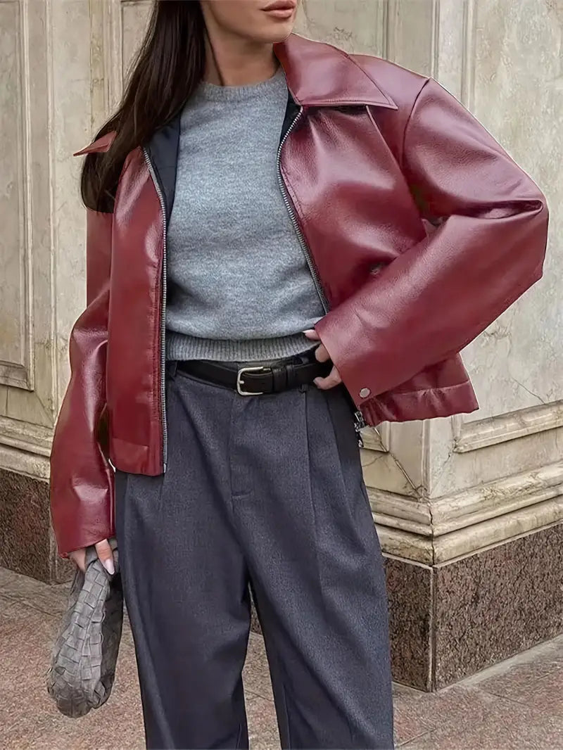 Coated Bomber Jacket with Point Collar - view 12