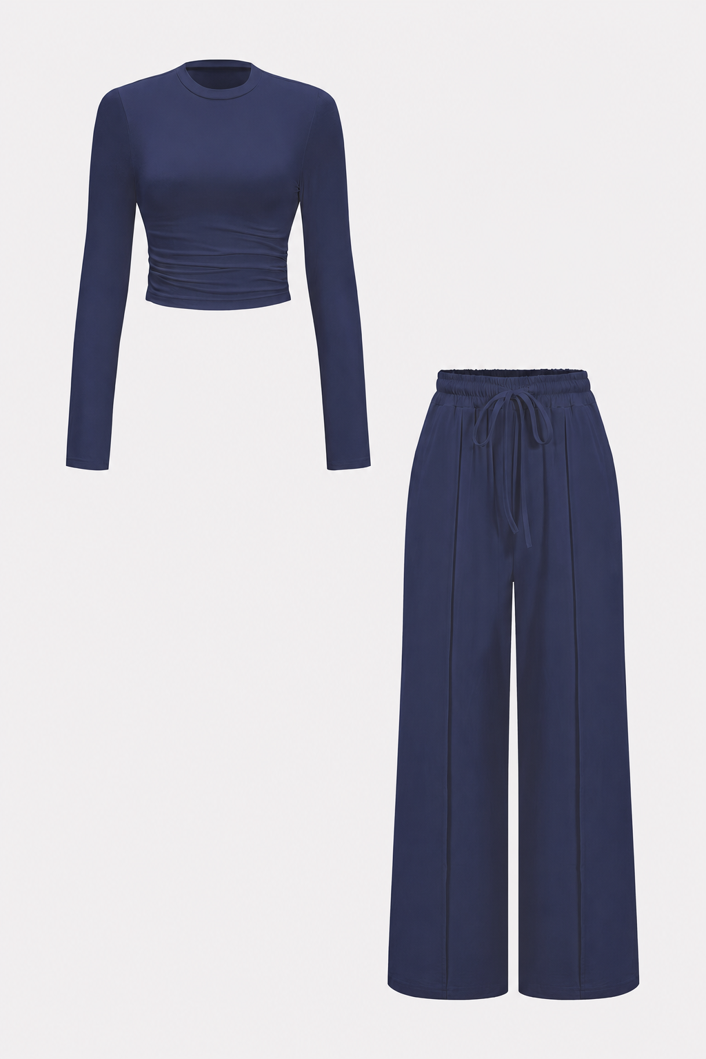 Ruched jersey top and wide-leg trouser set - view 6