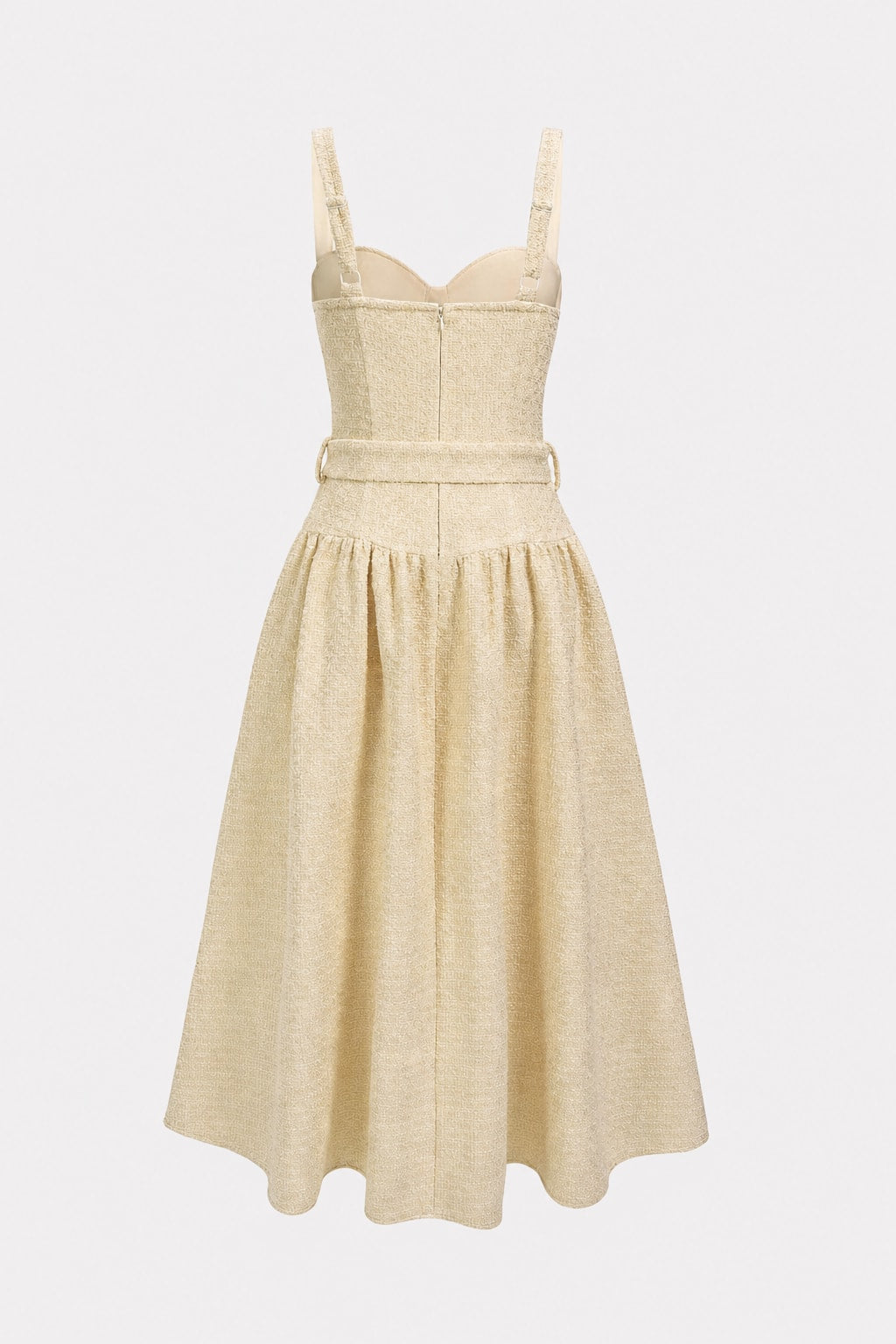 Textured Belted Backless Maxi Dress - 5