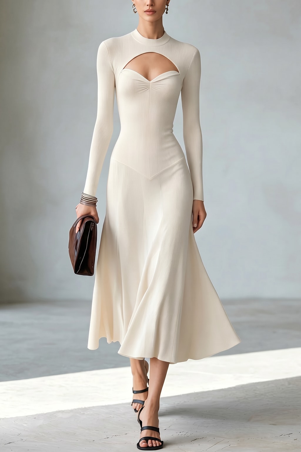 Cotton Maxi Dress With V Neck - 8