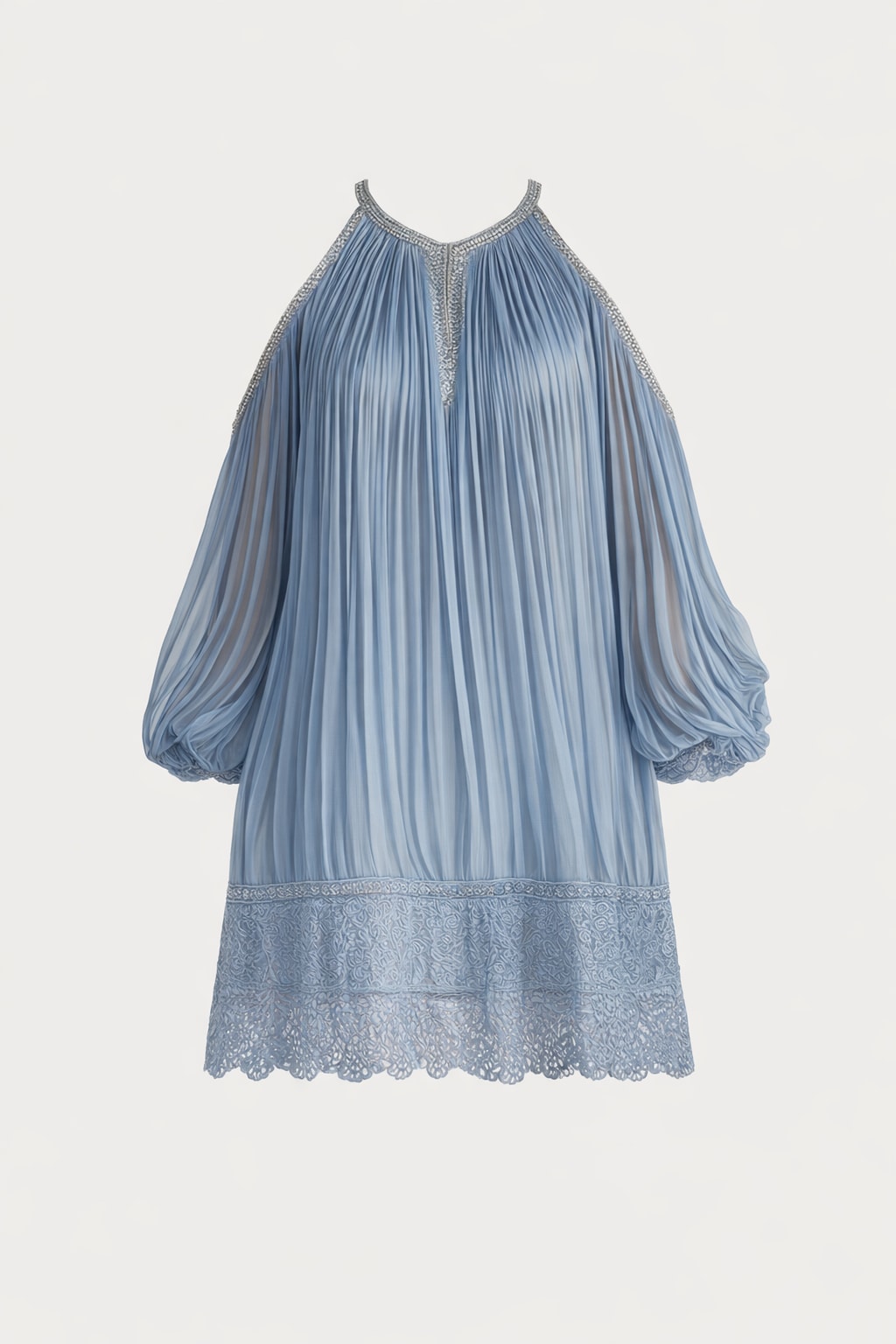 Chiffon Mini Dress Off-Shoulder Silhouette - 1