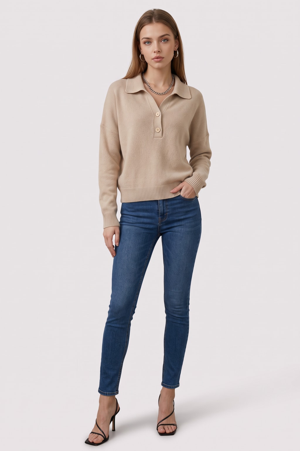 Collared Button Pullover With Relaxed Fit - 4