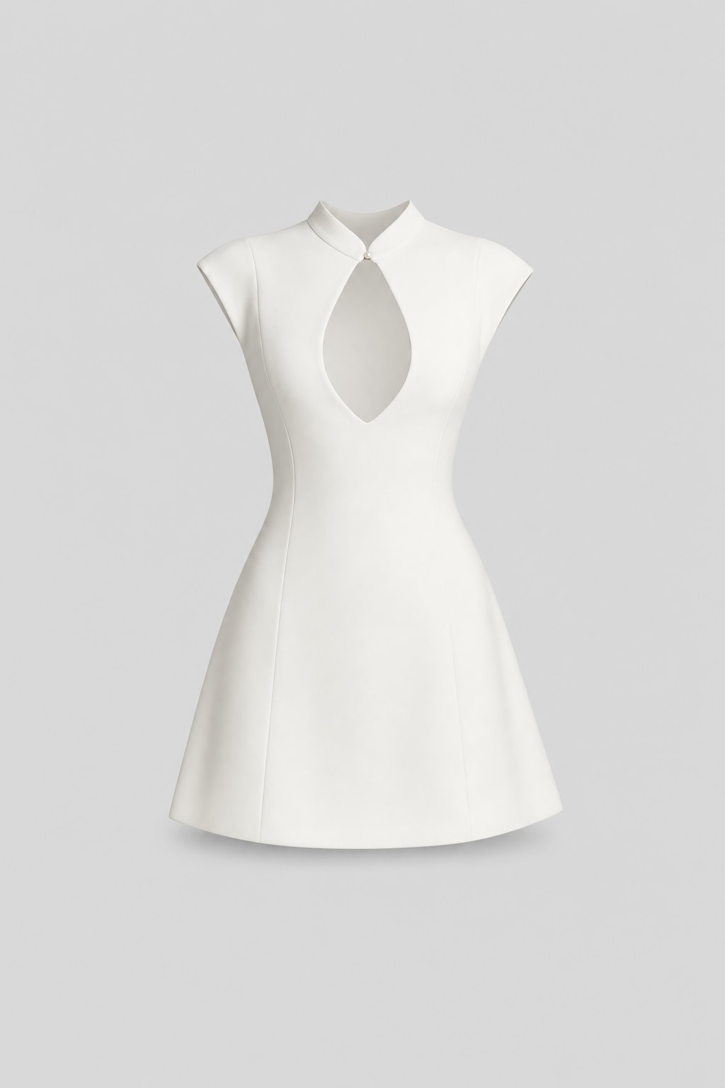 Crepe Mini Dress With Keyhole Neckline - 1