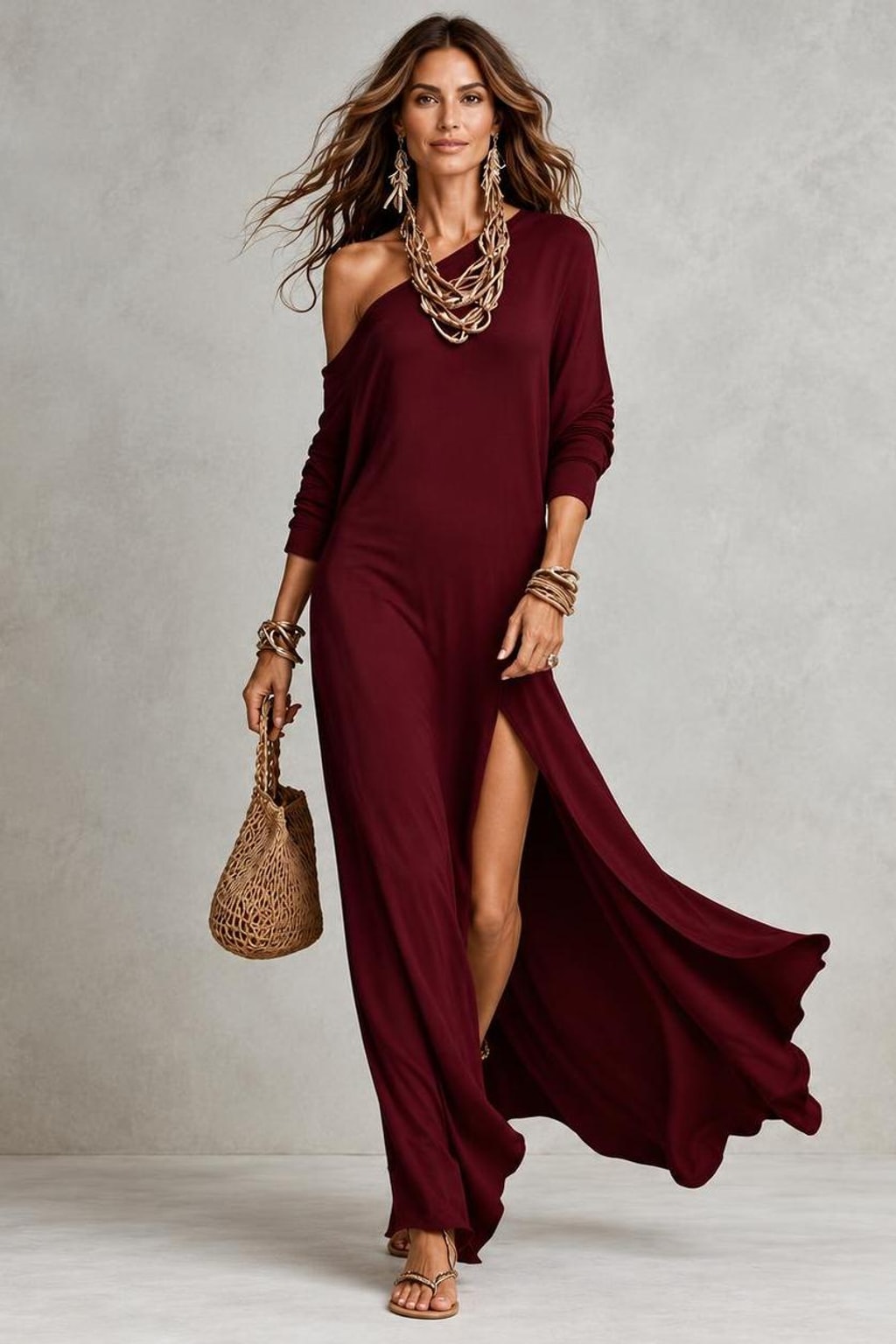 Soft Breathable One-Shoulder Midi Dress - 7