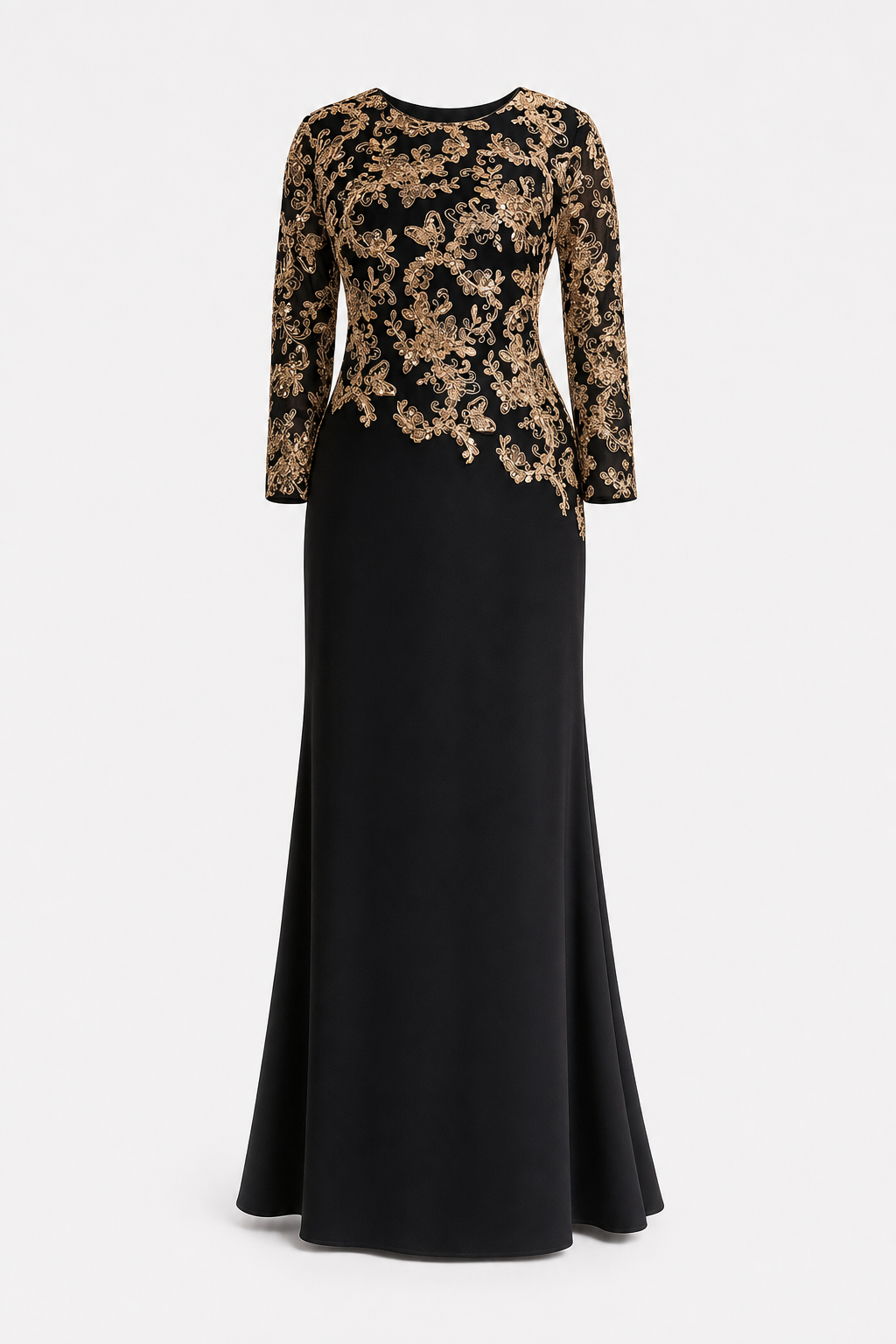 Sequin Fitted-Sleeve Plus Size Maxi Dress - 1