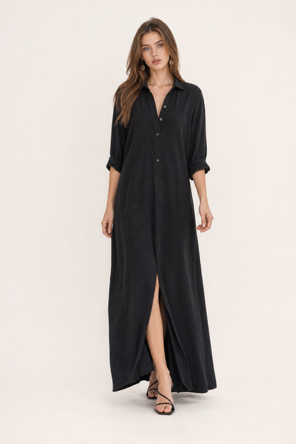 Flowy Button-Front Maxi Dress in Three Colors - view 3