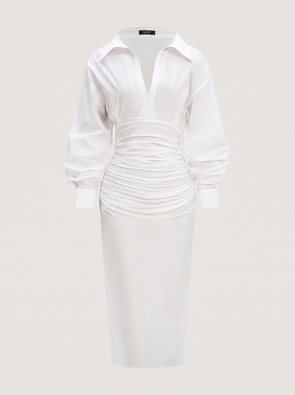 Polyamide Blend Ruched Midi Dress - view 8