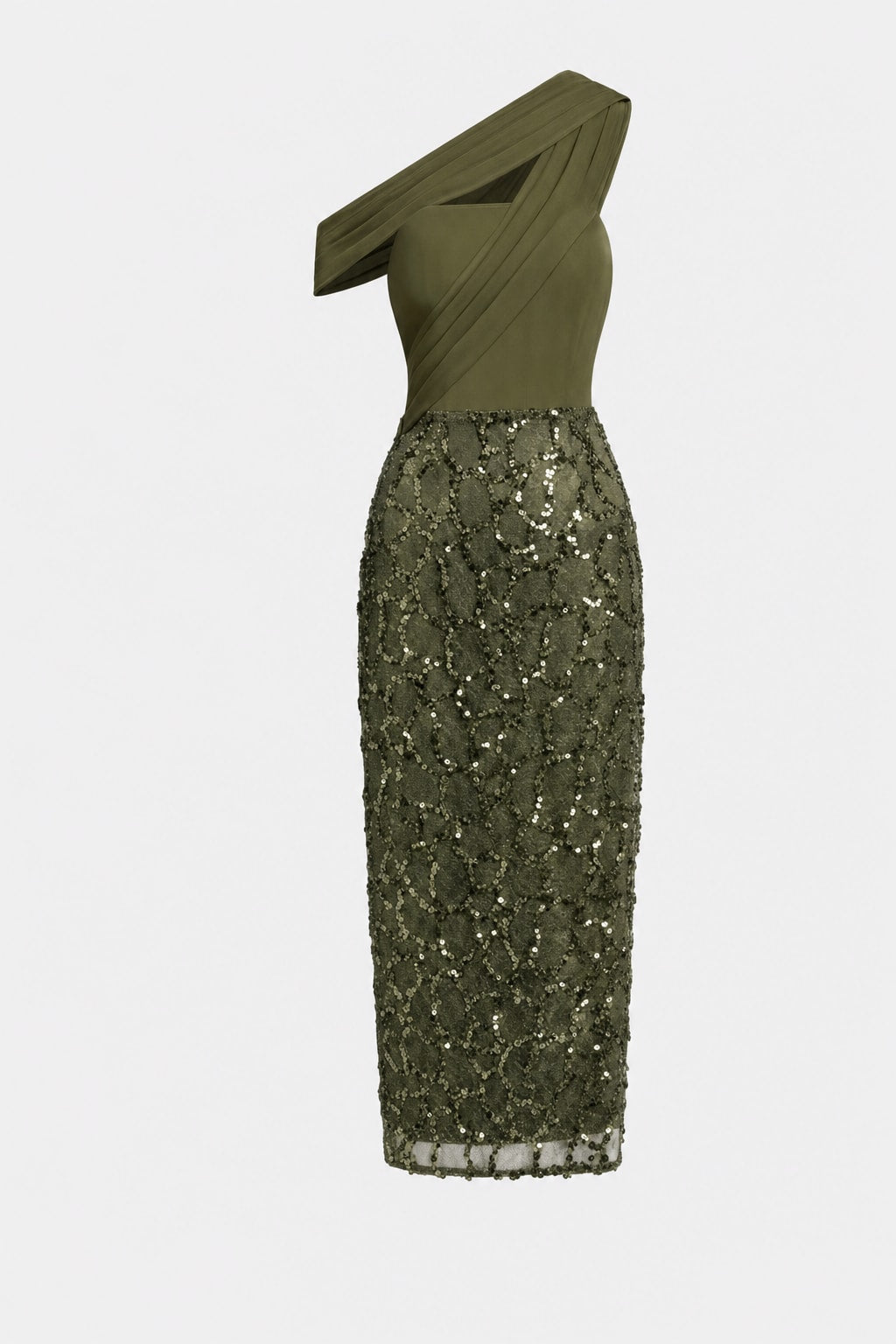Glitter Sequin Sheath Maxi Dress With Asymmetrical Hem - 1