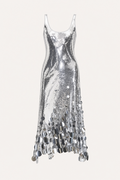 Sequin tank maxi dress with cutout back
