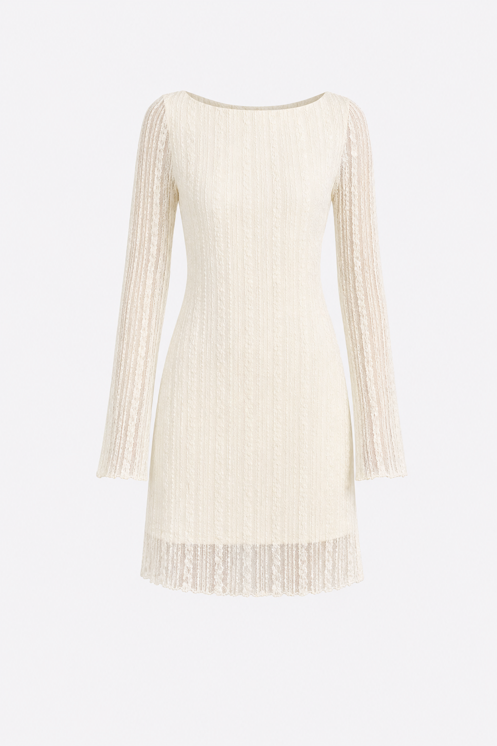 Apricot Lace Mini Dress with Bell Sleeves