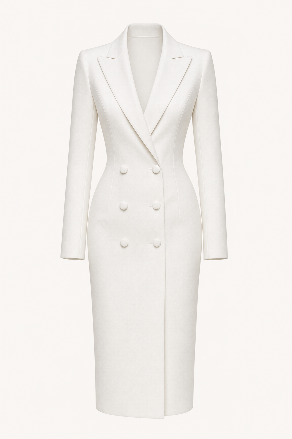 Long sleeve lapel midi dress with button front