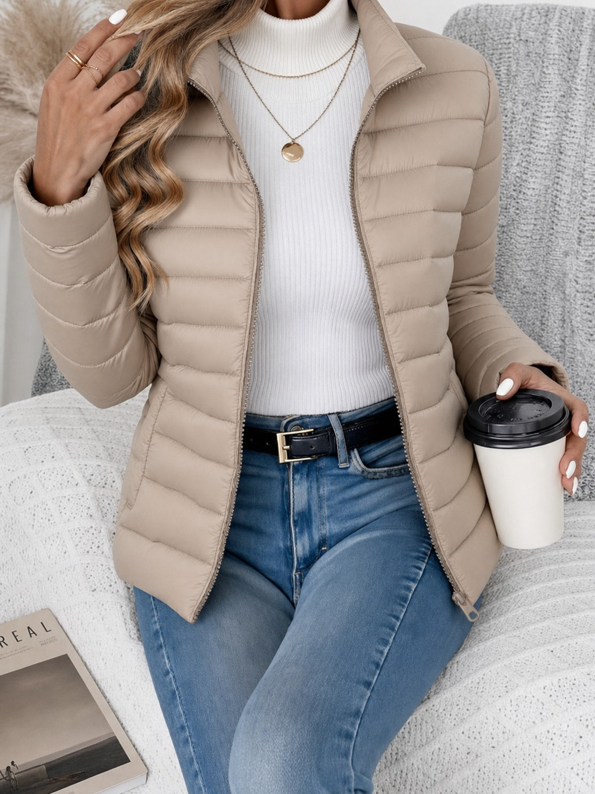 Warm Quilted Spring Jacket Lightweight & Water-Resistant - 4