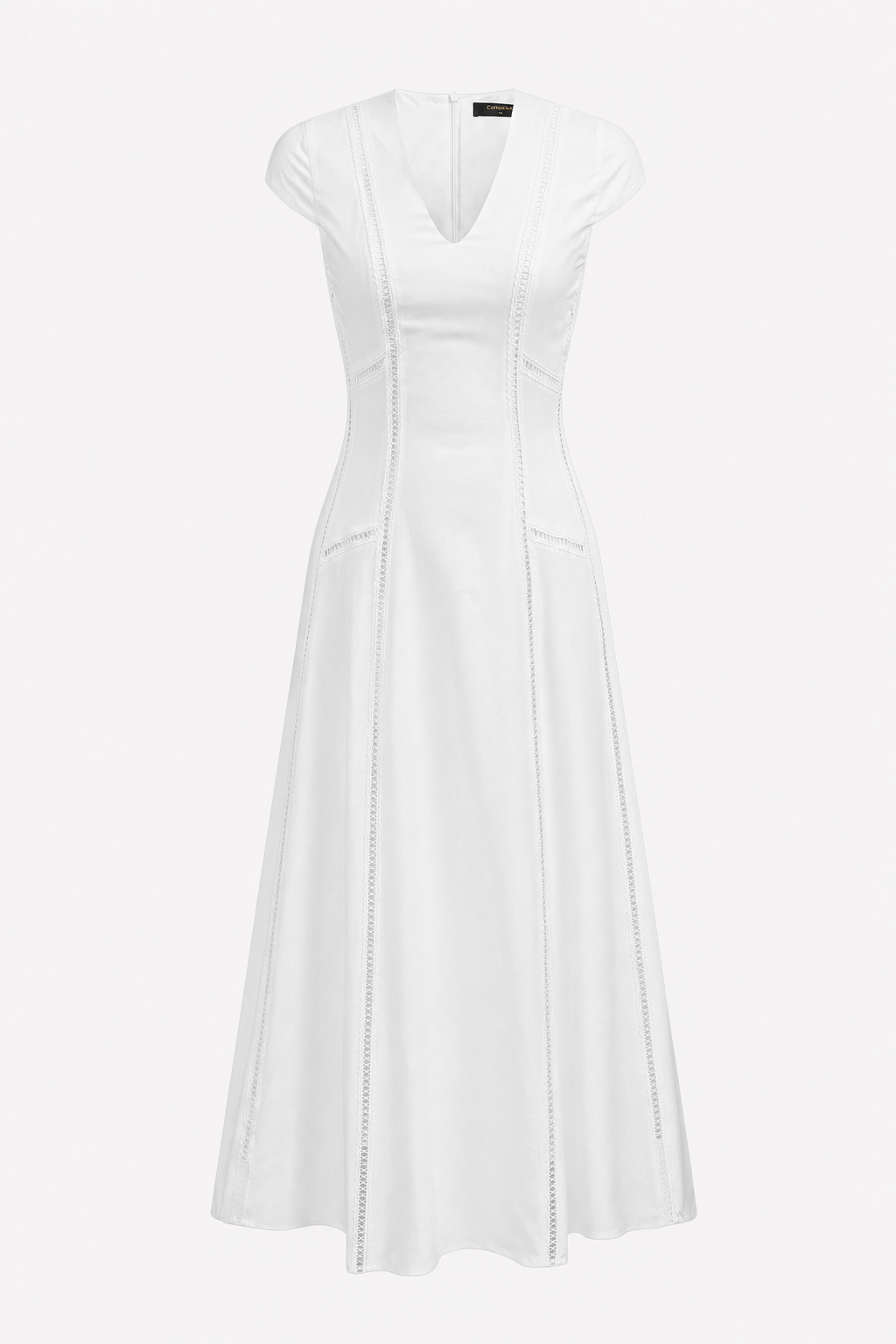 Cotton Linen Cap Sleeve Midi Dress, Off-White