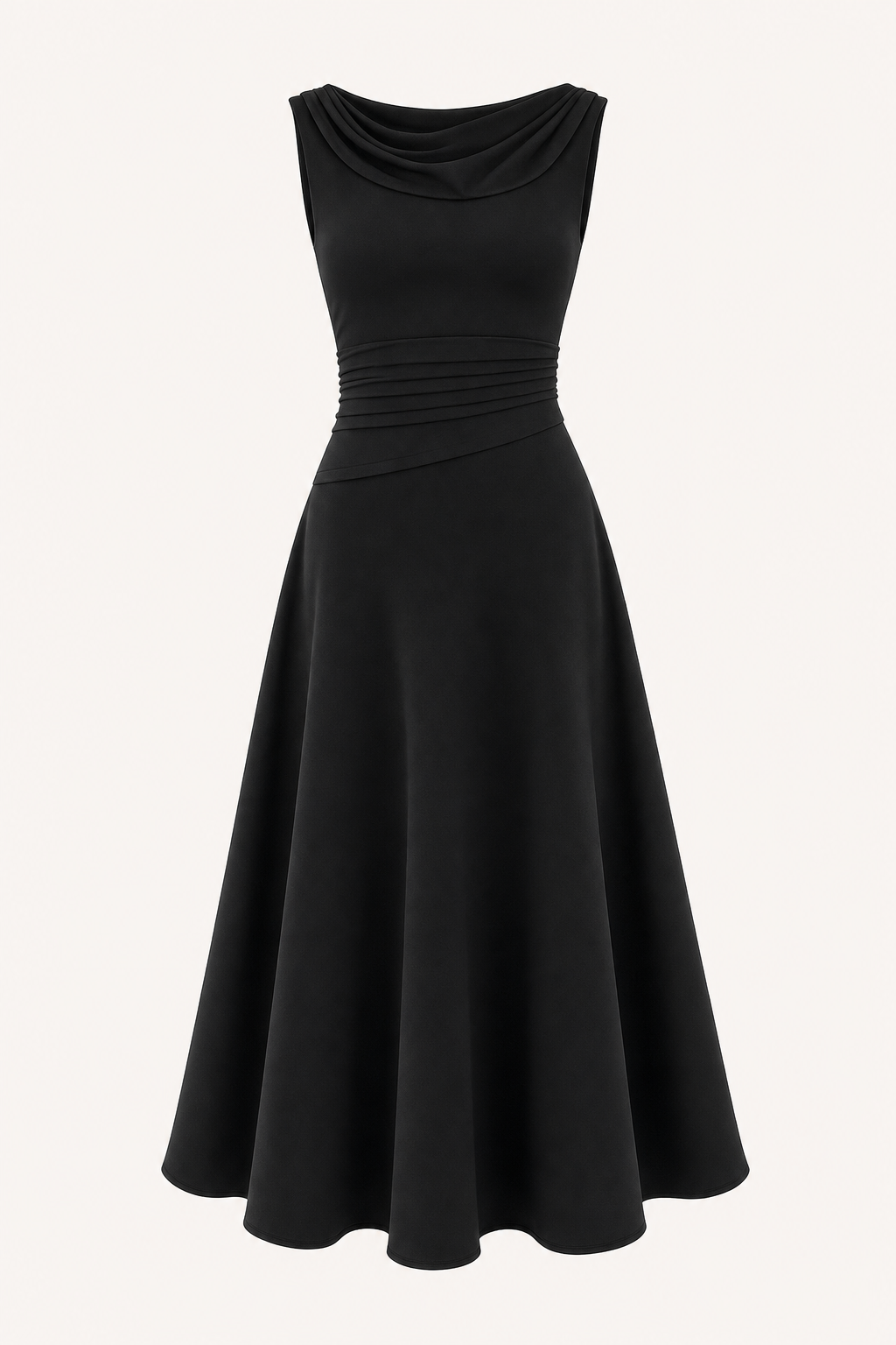 Swing Collar Sleeveless Midi Dress