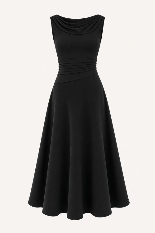 Swing Collar Sleeveless Midi Dress