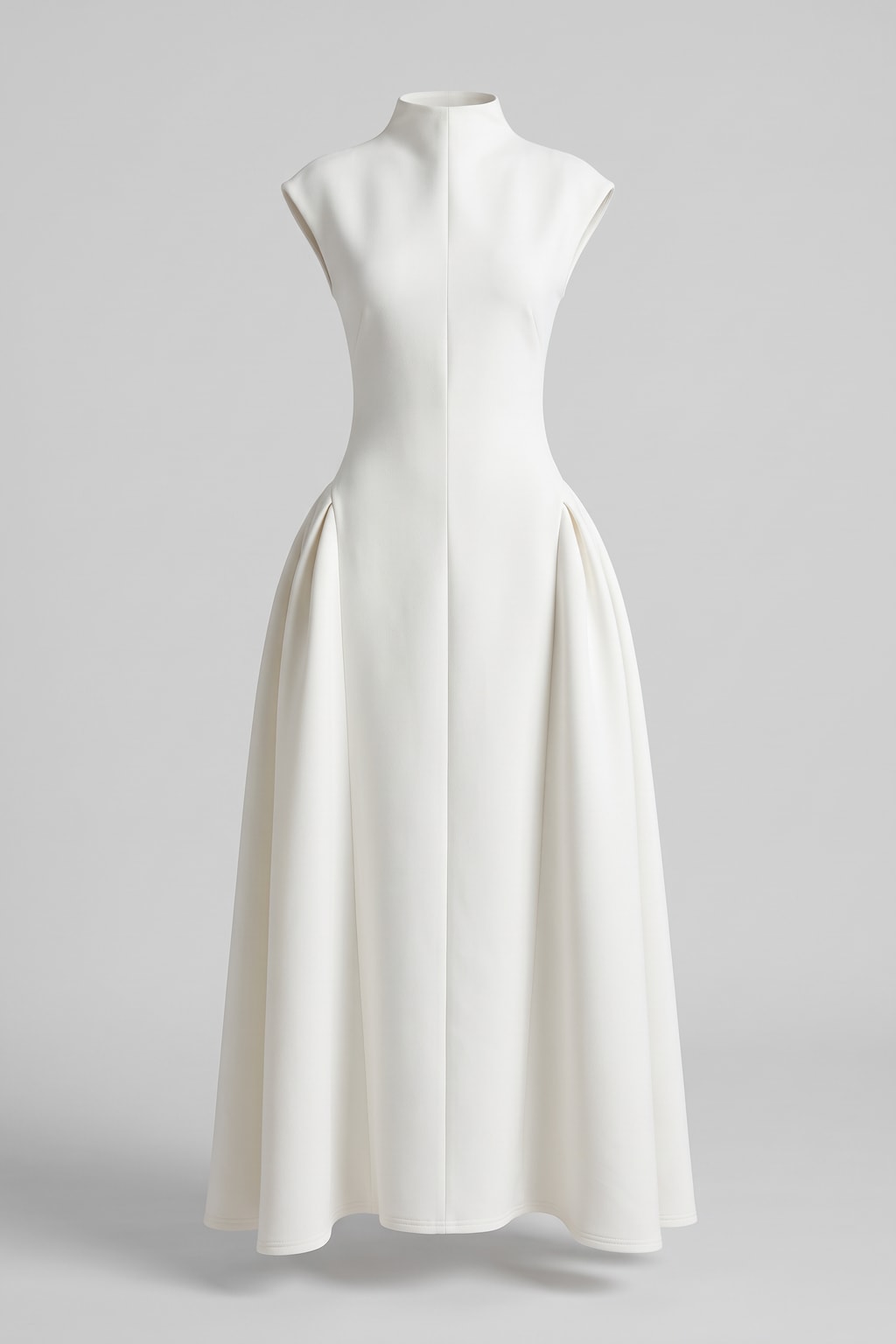 Satin Wool-Blend Maxi Dress With Sculptural High Neck - 1