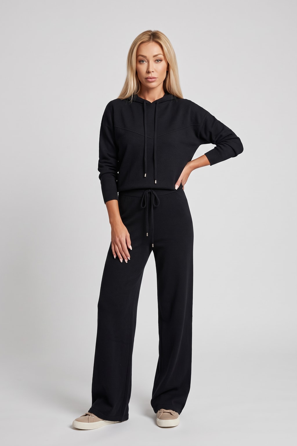 Knit Two Piece Set With Hooded Pullover - 5