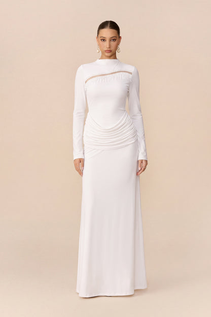 Beaded Fringe Maxi Dress in White - view 2