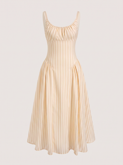 Striped sleeveless maxi dress with side pockets - view 7