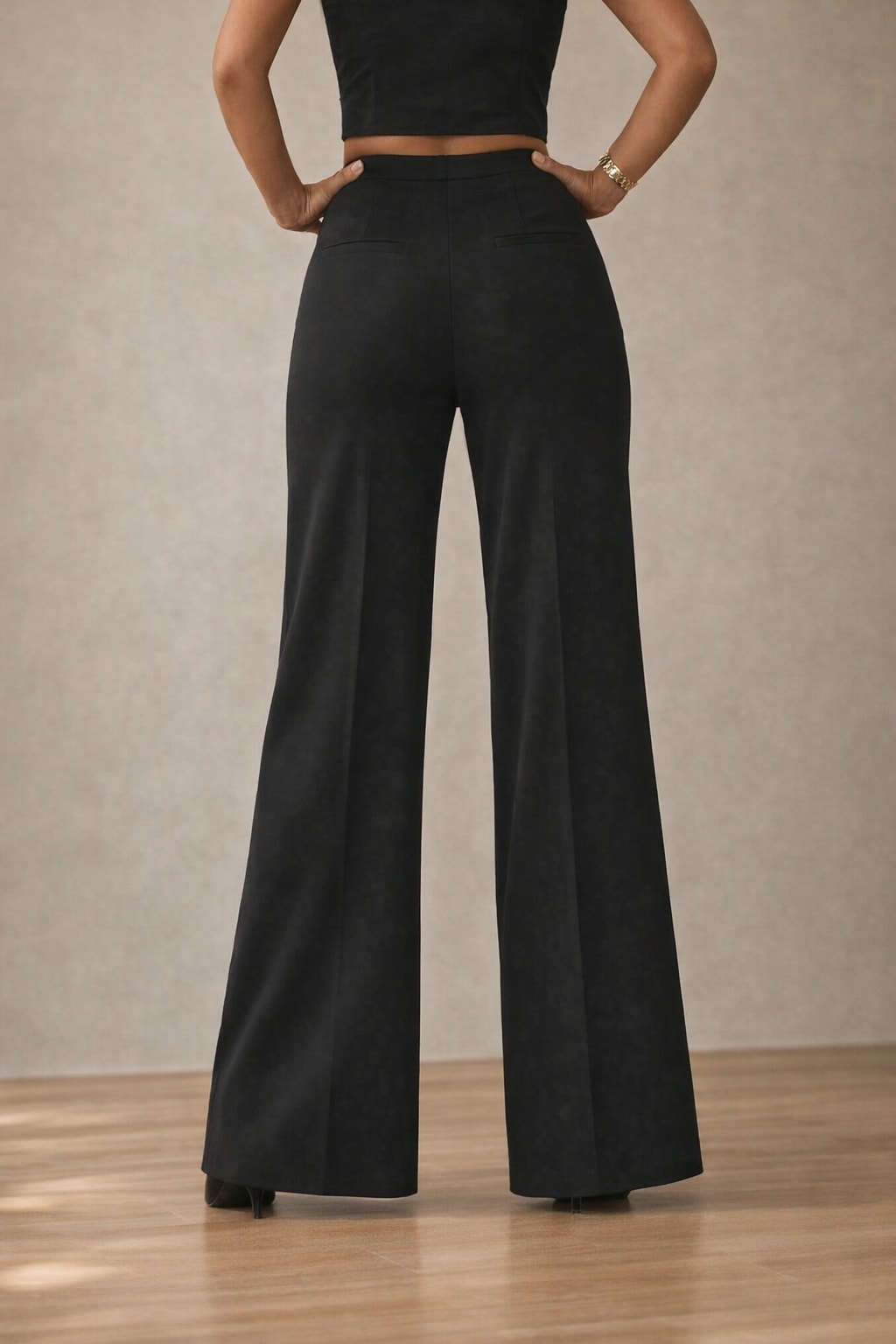 Viscose Blend Wide-Leg Trousers With Floral Lace Panels - 3