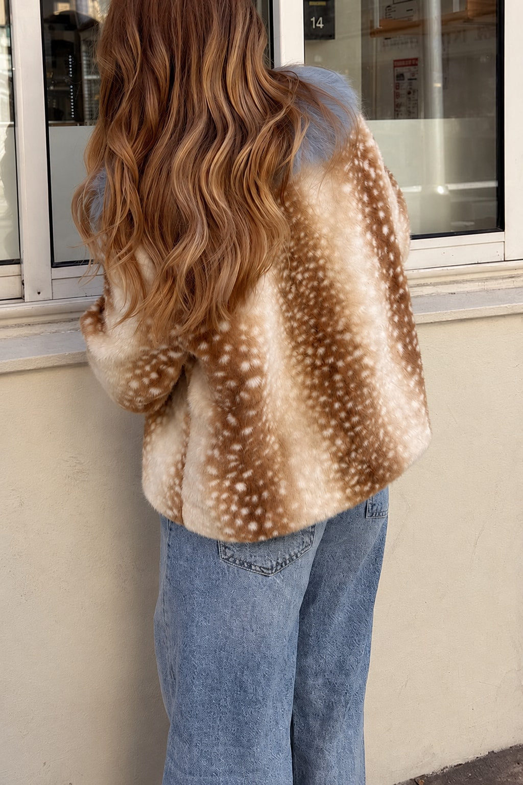 Faux Fur Coat Loose Faux Fur Collar Button Up - 4