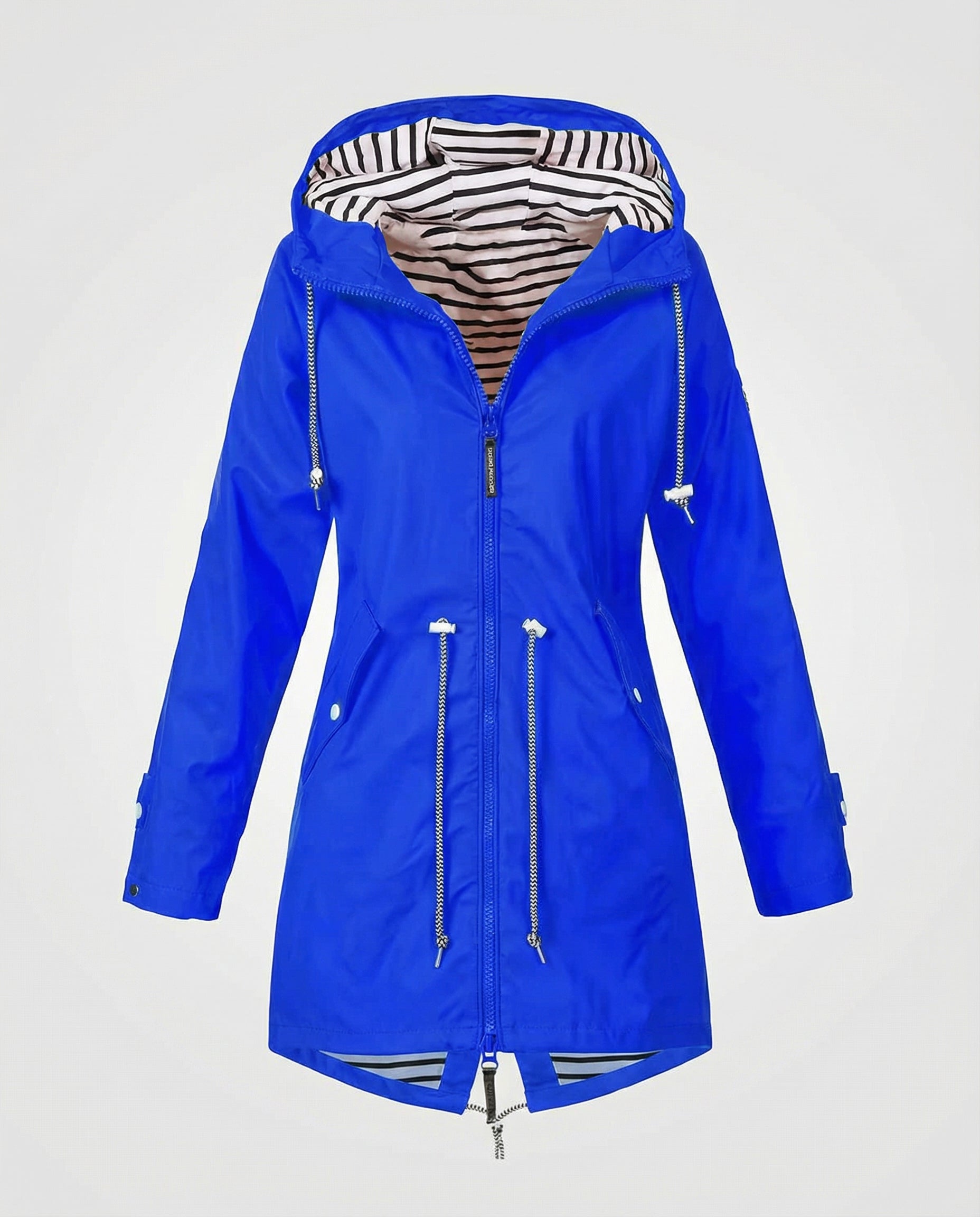 Water repellent hooded rain jacket with drawstring waist - view 7