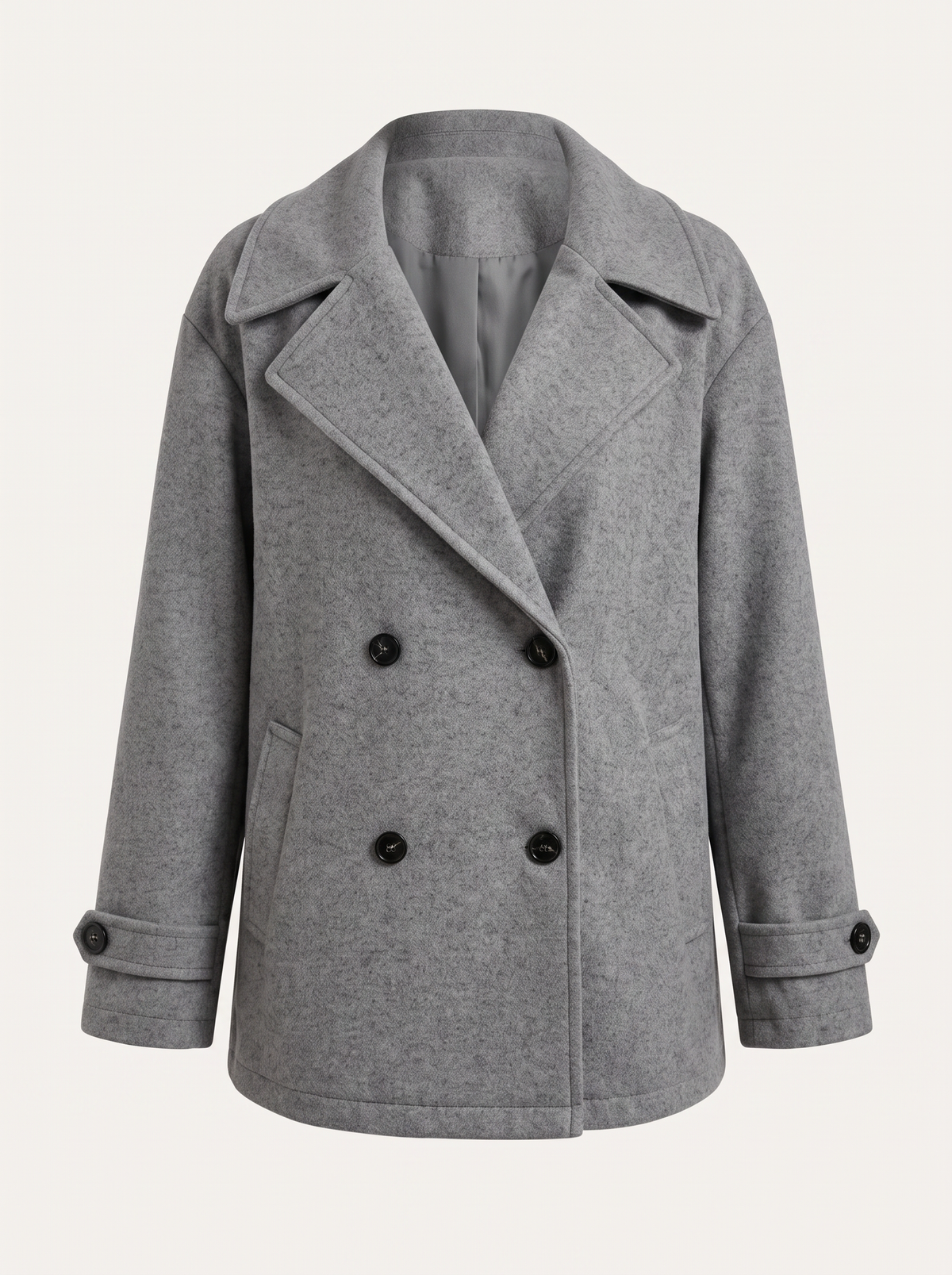 Dark Gray Wool Blend Pea Coat