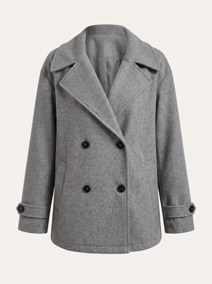 Dark Gray Wool Blend Pea Coat