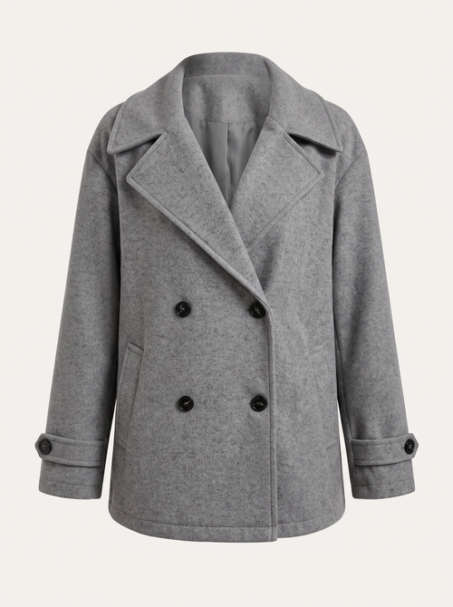 Dark Gray Wool Blend Pea Coat