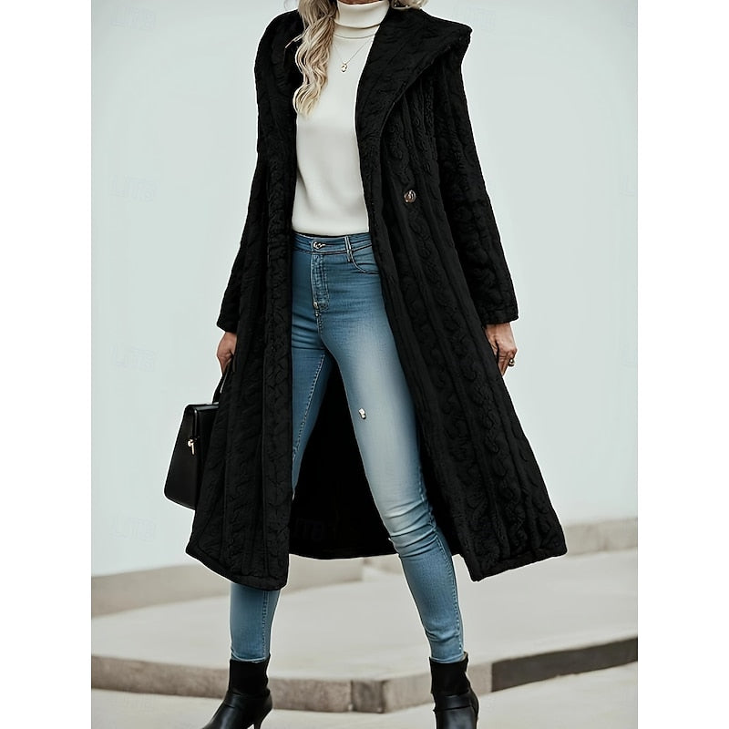 Hooded Longline Coat, Open Front - view 4