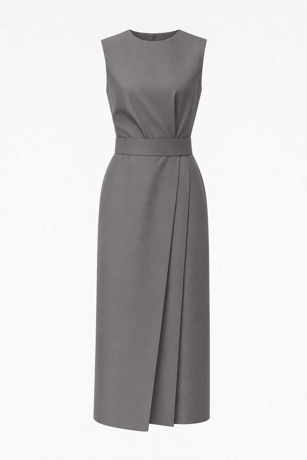 Polyester Sleeveless Midi Dress With Round Neckline - 1