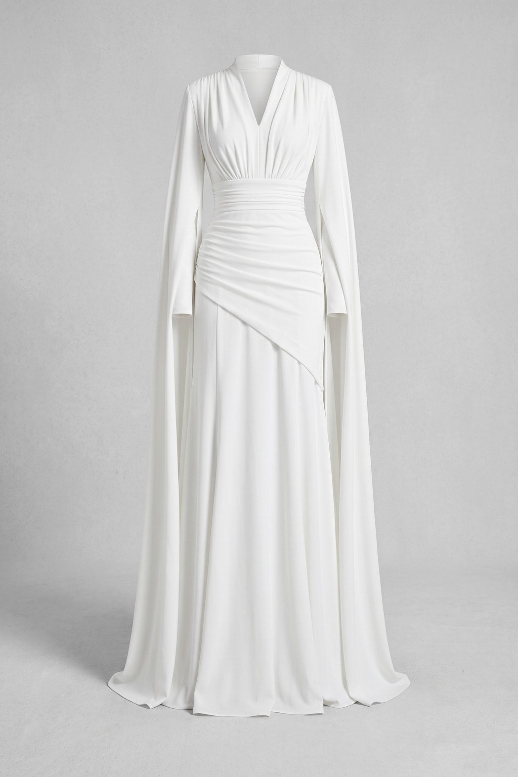 Polyester Cape Sleeve Pleated Maxi Dress - 1