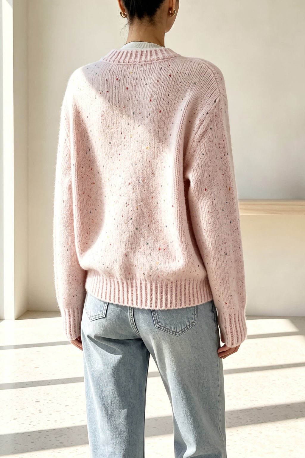 Knit Dot Print Long Sleeve Cardigan - 4